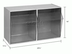 Quantum Storage Systems Quantum Tip Out Storage Bin QTB302 - 2 Compartments Gray -Containers & Organizers Sales Store 752384GY dim