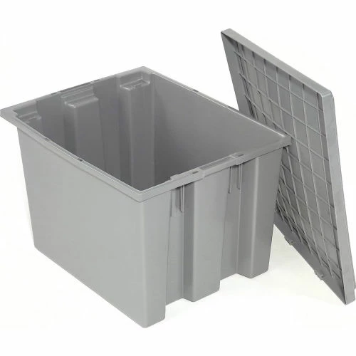 Global Industrial Lid LID241 for Stack and Nest Storage Container SNT240, Gray - Pkg Qty 3 4 Global Industrial Lid LID241 for Stack and Nest Storage Container SNT240, Gray - Pkg Qty 3 - Image 4