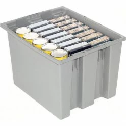 Akro-Mils Nest & Stack Tote 35190 - 19-1/2"L x 15-1/2"W x 10"H, Gray - Pkg Qty 6 -Containers & Organizers Sales Store 752430GY 03 1