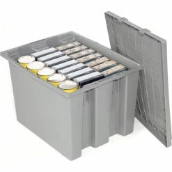Akro-Mils Nest & Stack Tote 35190 - 19-1/2"L x 15-1/2"W x 10"H, Gray - Pkg Qty 6 -Containers & Organizers Sales Store 752430GY 04 3