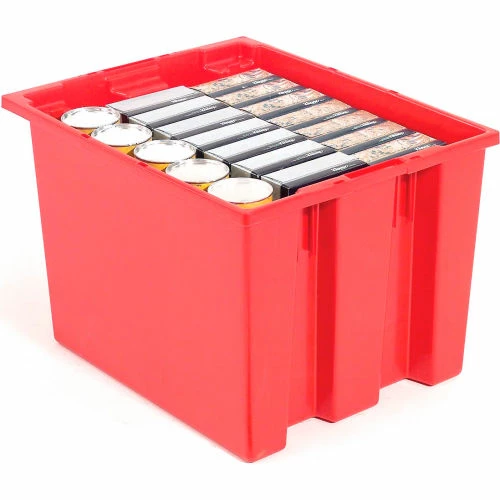 Global Industrial Stack and Nest Storage Container SNT240 No Lid 23-1/2 x 15-1/2 x 12, Red - Pkg Qty 3 3 Global Industrial Stack and Nest Storage Container SNT240 No Lid 23-1/2 x 15-1/2 x 12, Red - Pkg Qty 3 - Image 3