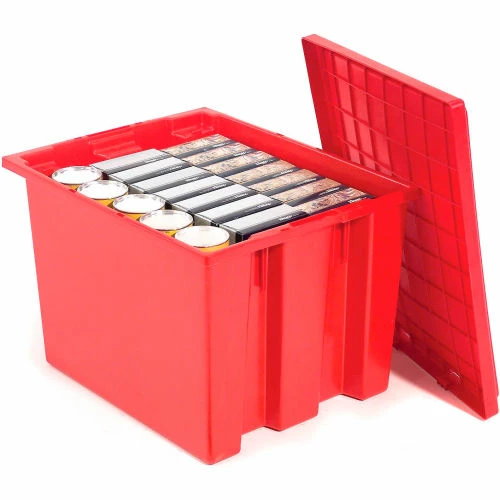 Global Industrial Stack and Nest Storage Container SNT240 No Lid 23-1/2 x 15-1/2 x 12, Red - Pkg Qty 3 4 Global Industrial Stack and Nest Storage Container SNT240 No Lid 23-1/2 x 15-1/2 x 12, Red - Pkg Qty 3 - Image 4