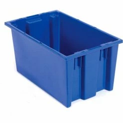 Akro-Mils Nest & Stack Tote 35200 - 19-1/2"L x 13-1/2"W x 8"H, Blue - Pkg Qty 6