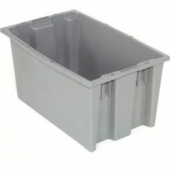 Global Industrial™ Stack and Nest Storage Container SNT200 No Lid 19-1/2 x 13-1/2 x 8, Gray - Pkg Qty 6