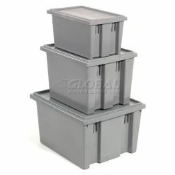 Global Industrial™ Stack and Nest Storage Container SNT200 No Lid 19-1/2 x 13-1/2 x 8, Gray - Pkg Qty 6 -Containers & Organizers Sales Store 752431GY 16
