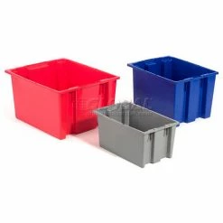 Akro-Mils Nest & Stack Tote 35180 - 18"L x 11"W x 6"H, Gray - Pkg Qty 6 -Containers & Organizers Sales Store 752431GY 18 1