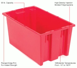 Akro-Mils Nest & Stack Tote 35185 - 18"L x 11"W x 9"H, Red - Pkg Qty 6 -Containers & Organizers Sales Store 752431RD 1wco