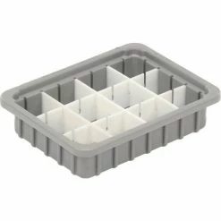 Dandux Dividable Stackable Plastic Box 50P0110024 - 11"L x 8"W x 2-1/2"H, Gray -Containers & Organizers Sales Store 772010 02