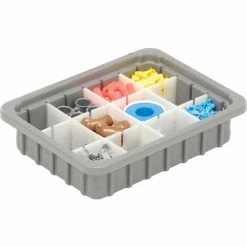 Dandux Dividable Stackable Plastic Box 50P0110024 - 11"L x 8"W x 2-1/2"H, Gray -Containers & Organizers Sales Store 772010 03