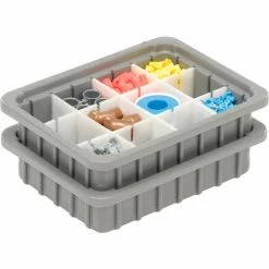 Dandux Dividable Stackable Plastic Box 50P0110024 - 11"L x 8"W x 2-1/2"H, Gray -Containers & Organizers Sales Store 772010 04