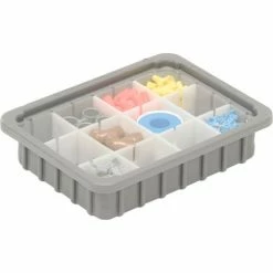 Dandux Dividable Stackable Plastic Box 50P0110024 - 11"L x 8"W x 2-1/2"H, Gray -Containers & Organizers Sales Store 772010 05