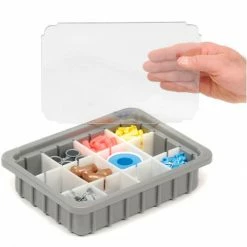 Dandux Dividable Stackable Plastic Box 50P0110024 - 11"L x 8"W x 2-1/2"H, Gray -Containers & Organizers Sales Store 772010 06