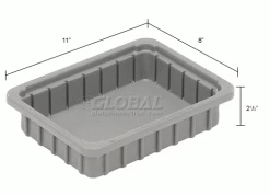 Dandux Dividable Stackable Plastic Box 50P0110024 - 11"L x 8"W x 2-1/2"H, Gray -Containers & Organizers Sales Store 772010 dim