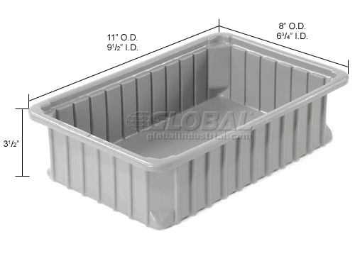 Dandux Dividable Stackable Plastic Box 50P0110034 - 11"L x 8"W x 3-1/2"H, Gray 16 Dandux Dividable Stackable Plastic Box 50P0110034 - 11"L x 8"W x 3-1/2"H, Gray - Image 16