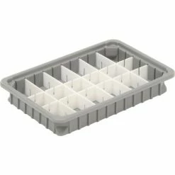 Dandux Dividable Stackable Plastic Box 50P0112024 - 16"L x 11"W x 2-1/2"H, Gray -Containers & Organizers Sales Store 772020 02
