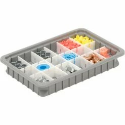 Dandux Dividable Stackable Plastic Box 50P0112024 - 16"L x 11"W x 2-1/2"H, Gray -Containers & Organizers Sales Store 772020 03