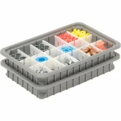 Dandux Dividable Stackable Plastic Box 50P0112024 - 16"L x 11"W x 2-1/2"H, Gray -Containers & Organizers Sales Store 772020 04