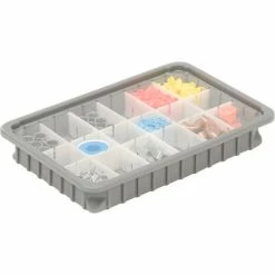 Dandux Dividable Stackable Plastic Box 50P0112024 - 16"L x 11"W x 2-1/2"H, Gray -Containers & Organizers Sales Store 772020 05
