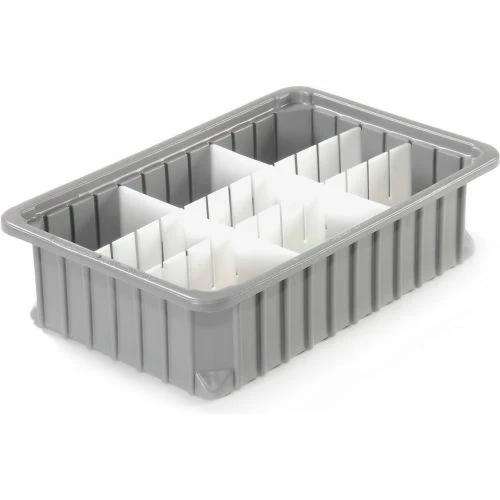 Dandux Dividable Stackable Plastic Box 50P0112042 - 16"L x 11"W x 4-1/2"H, Gray 3 Dandux Dividable Stackable Plastic Box 50P0112042 - 16"L x 11"W x 4-1/2"H, Gray - Image 3