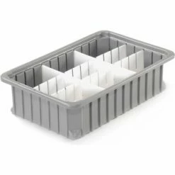 Dandux Dividable Stackable Plastic Box 50P0112034 - 16"L x 11"W x 3-1/2"H, Gray -Containers & Organizers Sales Store 772024 03 4