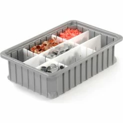 Dandux Dividable Stackable Plastic Box 50P0112034 - 16"L x 11"W x 3-1/2"H, Gray -Containers & Organizers Sales Store 772024 04 4