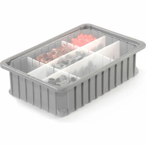 Dandux Dividable Stackable Plastic Box 50P0110034 - 11"L x 8"W x 3-1/2"H, Gray 5 Dandux Dividable Stackable Plastic Box 50P0110034 - 11"L x 8"W x 3-1/2"H, Gray - Image 5