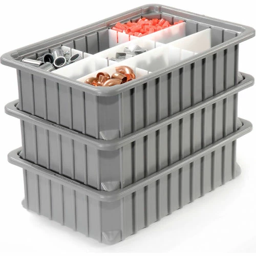 Dandux Dividable Stackable Plastic Box 50P0112042 - 16"L x 11"W x 4-1/2"H, Gray 8 Dandux Dividable Stackable Plastic Box 50P0112042 - 16"L x 11"W x 4-1/2"H, Gray - Image 8