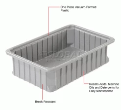 Dandux Dividable Stackable Plastic Box 50P0112034 - 16"L x 11"W x 3-1/2"H, Gray -Containers & Organizers Sales Store 772024 1wco 4