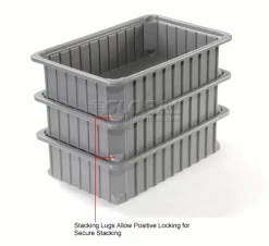 Dandux Dividable Stackable Plastic Box 50P0112034 - 16"L x 11"W x 3-1/2"H, Gray -Containers & Organizers Sales Store 772024 2wco 4
