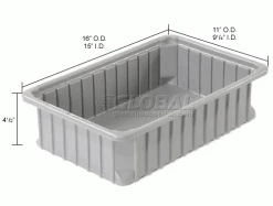 Dandux Dividable Stackable Plastic Box 50P0112042 - 16"L x 11"W x 4-1/2"H, Gray 33 Dandux Dividable Stackable Plastic Box 50P0112042 - 16"L x 11"W x 4-1/2"H, Gray -Containers & Organizers Sales Store 772024 dim