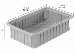 Dandux Dividable Stackable Plastic Box 50P0112050 - 16"L x 11"W x 5"H, Gray 33 Dandux Dividable Stackable Plastic Box 50P0112050 - 16"L x 11"W x 5"H, Gray -Containers & Organizers Sales Store 772026 dim