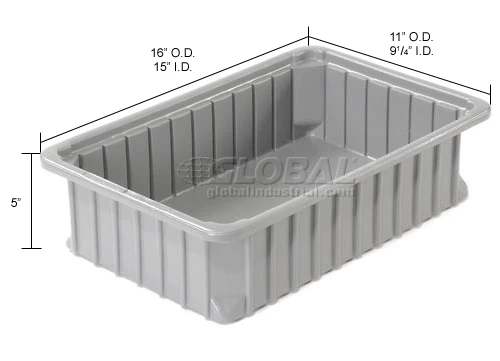 Dandux Dividable Stackable Plastic Box 50P0112050 - 16"L x 11"W x 5"H, Gray 16 Dandux Dividable Stackable Plastic Box 50P0112050 - 16"L x 11"W x 5"H, Gray - Image 16