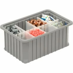Dandux Dividable Stackable Plastic Box 50P0112070 - 16"L x 11"W x 7"H, Gray -Containers & Organizers Sales Store 772030 03