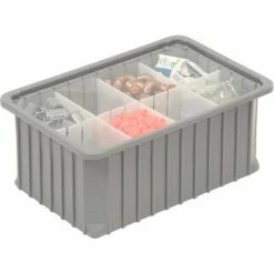 Dandux Dividable Stackable Plastic Box 50P0112070 - 16"L x 11"W x 7"H, Gray -Containers & Organizers Sales Store 772030 05