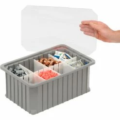 Dandux Dividable Stackable Plastic Box 50P0112070 - 16"L x 11"W x 7"H, Gray -Containers & Organizers Sales Store 772030 06