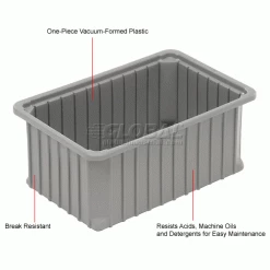 Dandux Dividable Stackable Plastic Box 50P0112070 - 16"L x 11"W x 7"H, Gray -Containers & Organizers Sales Store 772030 1wco