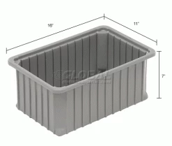 Dandux Dividable Stackable Plastic Box 50P0112070 - 16"L x 11"W x 7"H, Gray -Containers & Organizers Sales Store 772030 dim