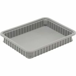 Dandux Dividable Stackable Plastic Box 50P0114034 - 22-1/2"L x 17-1/2"W x 3-1/2"H, Gray