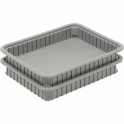 Dandux Dividable Stackable Plastic Box 50P0114034 - 22-1/2"L x 17-1/2"W x 3-1/2"H, Gray -Containers & Organizers Sales Store 772034 02