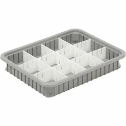 Dandux Dividable Stackable Plastic Box 50P0114034 - 22-1/2"L x 17-1/2"W x 3-1/2"H, Gray -Containers & Organizers Sales Store 772034 03