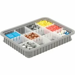 Dandux Dividable Stackable Plastic Box 50P0114034 - 22-1/2"L x 17-1/2"W x 3-1/2"H, Gray -Containers & Organizers Sales Store 772034 04