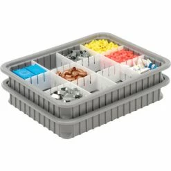 Dandux Dividable Stackable Plastic Box 50P0114034 - 22-1/2"L x 17-1/2"W x 3-1/2"H, Gray -Containers & Organizers Sales Store 772034 05