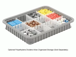 Dandux Dividable Stackable Plastic Box 50P0114034 - 22-1/2"L x 17-1/2"W x 3-1/2"H, Gray -Containers & Organizers Sales Store 772034 4wco