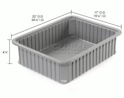 Dandux Dividable Stackable Plastic Box 50P0114042 - 22-1/2"L x 17-1/2"W x 4-1/4"H, Gray 31 Dandux Dividable Stackable Plastic Box 50P0114042 - 22-1/2"L x 17-1/2"W x 4-1/4"H, Gray -Containers & Organizers Sales Store 772036 dim
