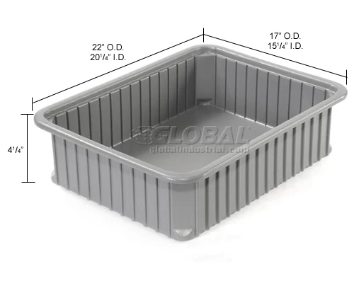Dandux Dividable Stackable Plastic Box 50P0114042 - 22-1/2"L x 17-1/2"W x 4-1/4"H, Gray 15 Dandux Dividable Stackable Plastic Box 50P0114042 - 22-1/2"L x 17-1/2"W x 4-1/4"H, Gray - Image 15