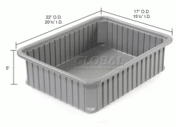Dandux Dividable Stackable Plastic Box 50P0114050 - 22-1/2"L x 17-1/2"W x 5"H, Gray 31 Dandux Dividable Stackable Plastic Box 50P0114050 - 22-1/2"L x 17-1/2"W x 5"H, Gray -Containers & Organizers Sales Store 772038 dim