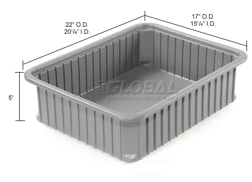 Dandux Dividable Stackable Plastic Box 50P0114050 - 22-1/2"L x 17-1/2"W x 5"H, Gray 15 Dandux Dividable Stackable Plastic Box 50P0114050 - 22-1/2"L x 17-1/2"W x 5"H, Gray - Image 15