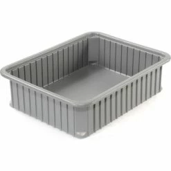 Dandux Dividable Stackable Plastic Box 50P0224034 - 24"L x 11"W x 3-1/2"H, Gray