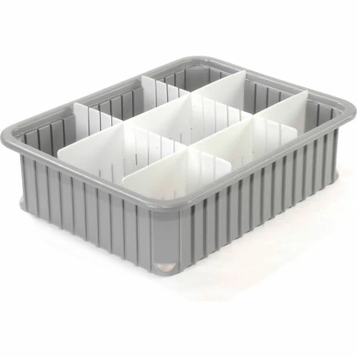 Dandux Dividable Stackable Plastic Box 50P0114050 - 22-1/2"L x 17-1/2"W x 5"H, Gray 3 Dandux Dividable Stackable Plastic Box 50P0114050 - 22-1/2"L x 17-1/2"W x 5"H, Gray - Image 3