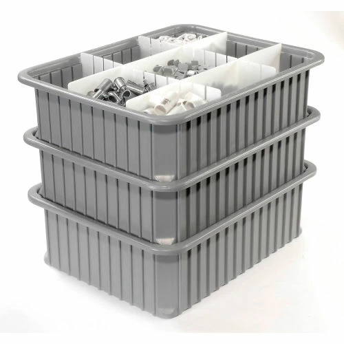 Dandux Dividable Stackable Plastic Box 50P0114050 - 22-1/2"L x 17-1/2"W x 5"H, Gray 6 Dandux Dividable Stackable Plastic Box 50P0114050 - 22-1/2"L x 17-1/2"W x 5"H, Gray - Image 6